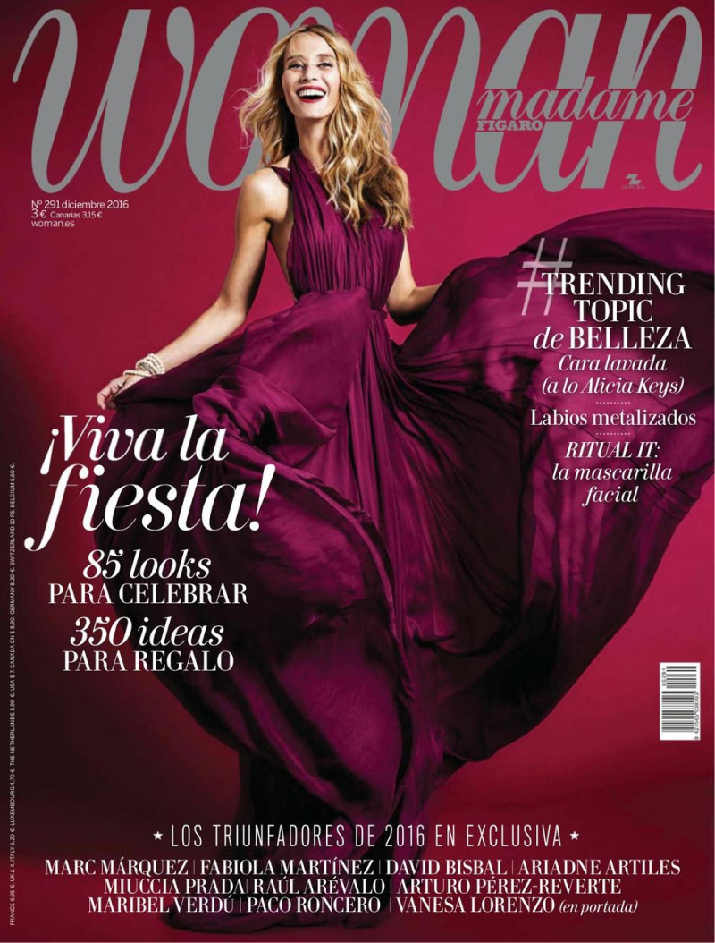 Vanesa Lorenzo featured on the Woman Madame Figaro Spain cover from December 2016