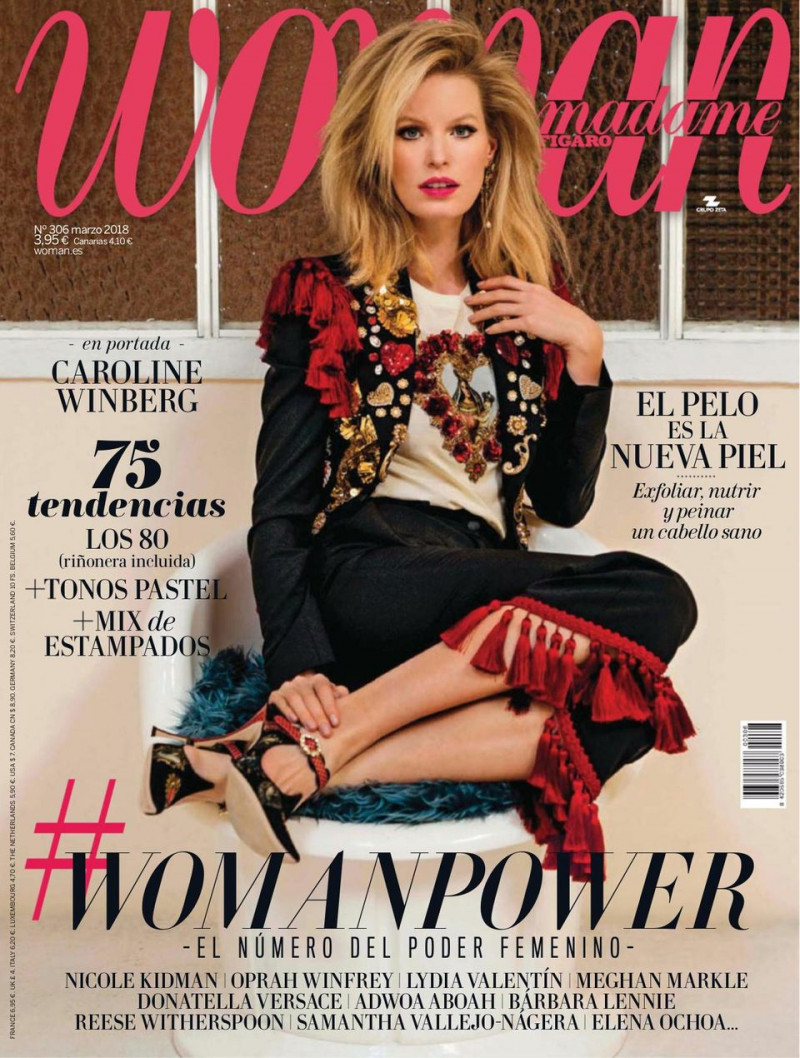 Caroline Winberg featured on the Woman Madame Figaro Spain cover from March 2018