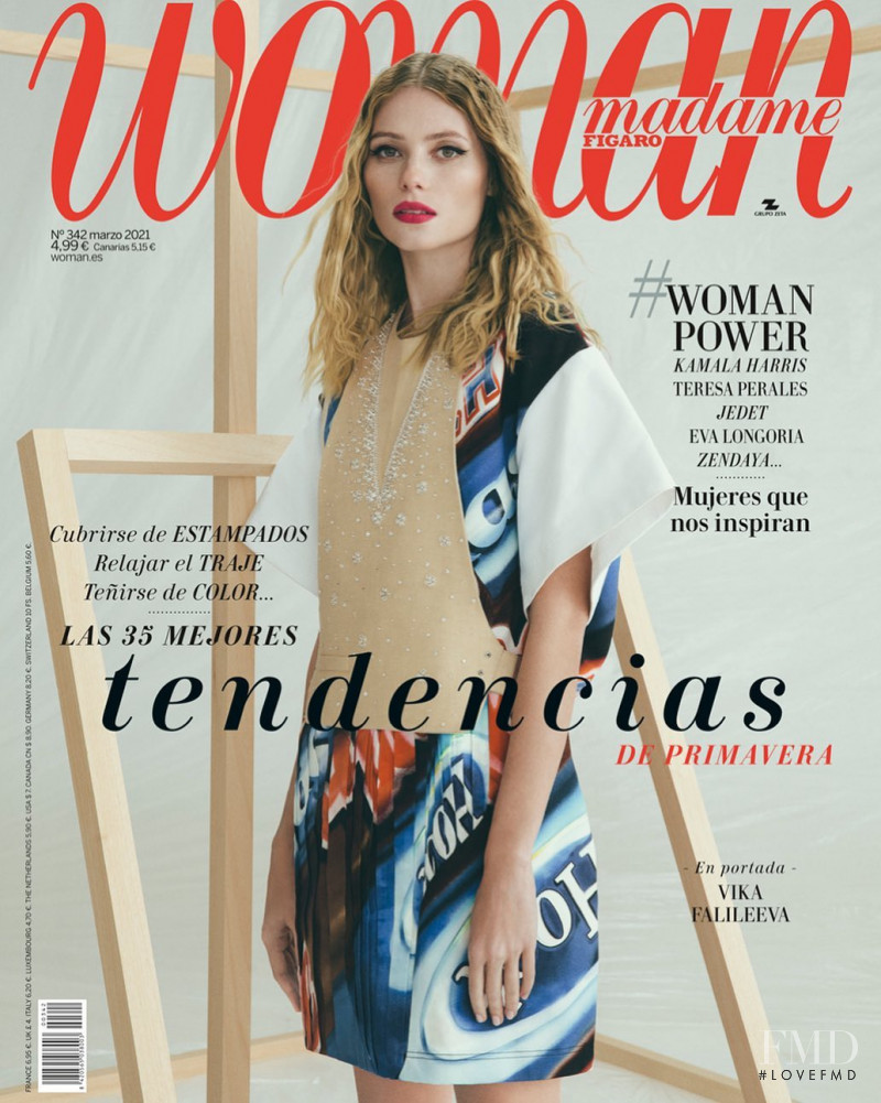 Vika Falileeva featured on the Woman Madame Figaro Spain cover from March 2021