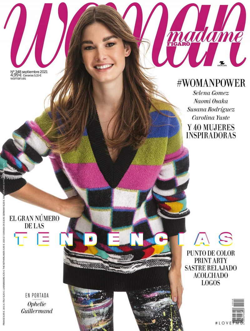 Ophélie Guillermand featured on the Woman Madame Figaro Spain cover from September 2021
