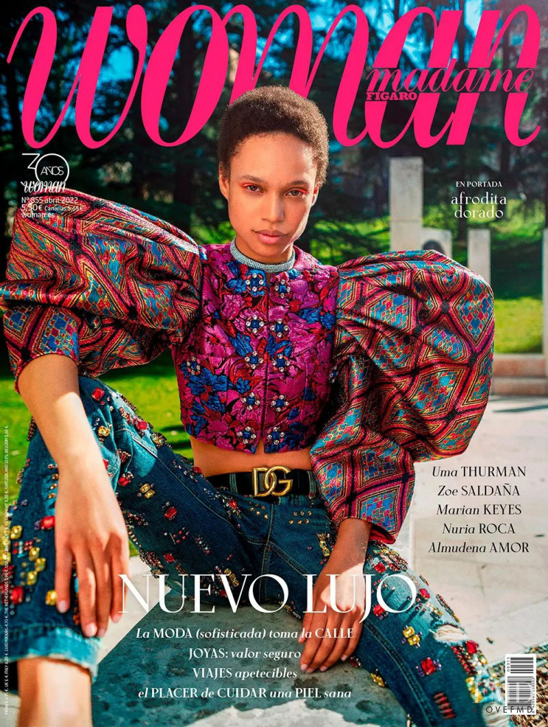Afrodita Dorado featured on the Woman Madame Figaro Spain cover from April 2022
