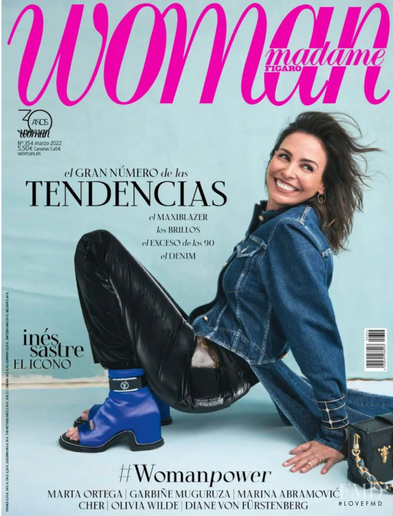 Ines Sastre featured on the Woman Madame Figaro Spain cover from March 2022