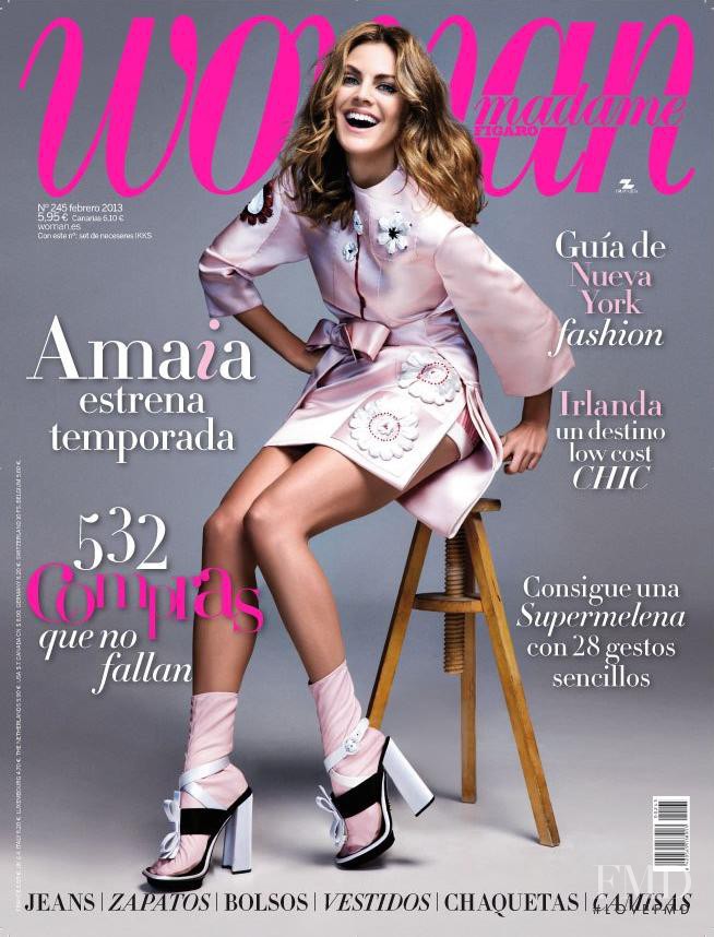 Amaia Salamanca featured on the Woman Madame Figaro Spain cover from February 2013