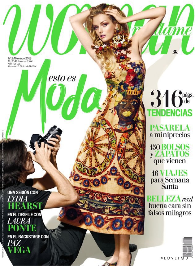 Lydia Hearst featured on the Woman Madame Figaro Spain cover from March 2013