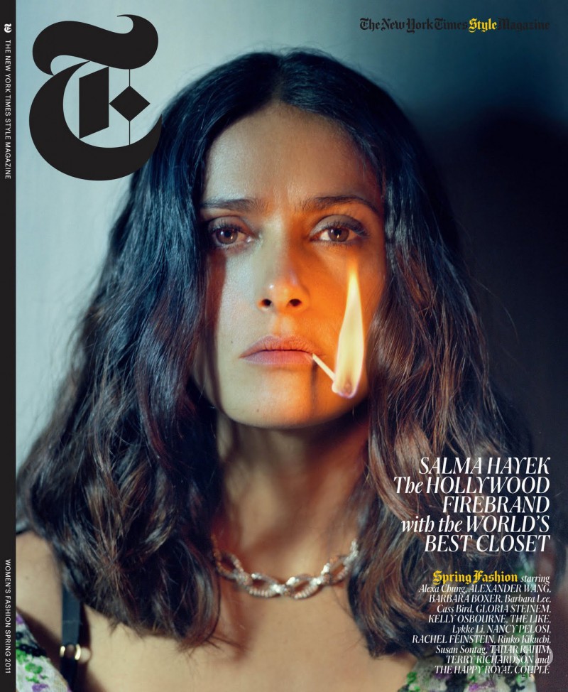 Salma Hayek featured on the T - The New York Times Style - USA cover from March 2011