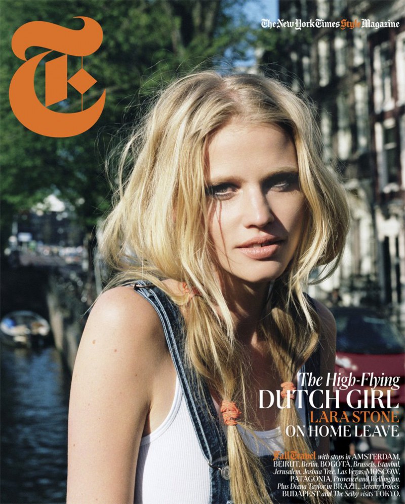 Lara Stone featured on the T - The New York Times Style - USA cover from September 2011