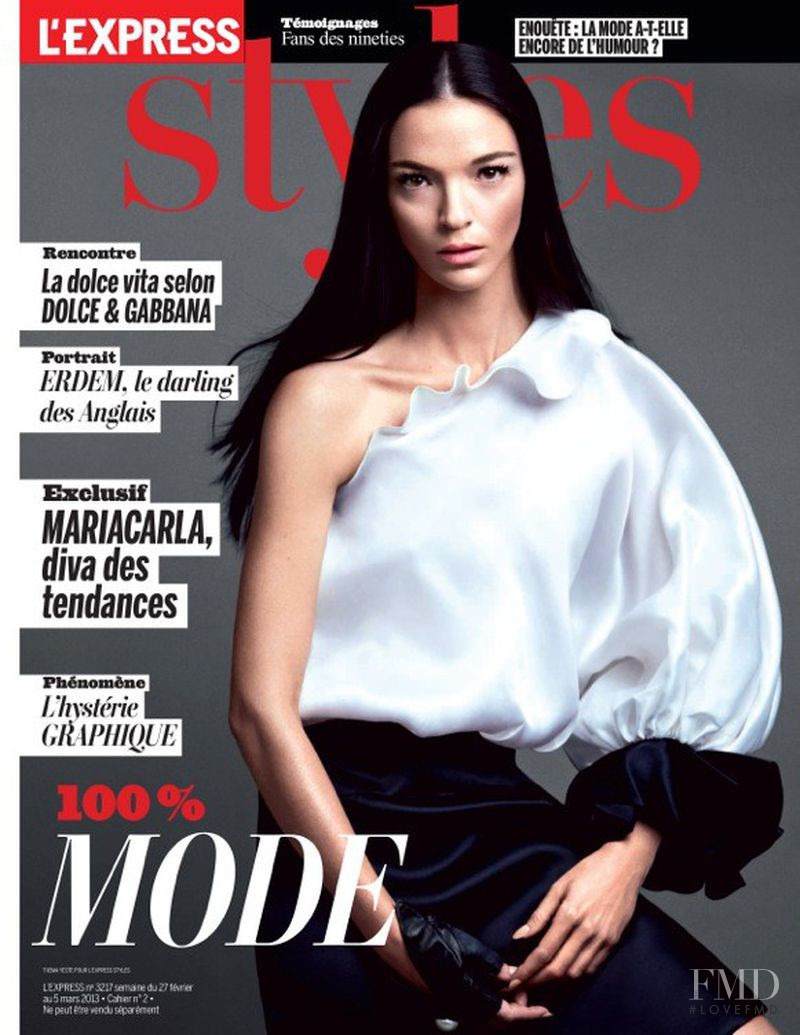 Mariacarla Boscono featured on the L\'Express Styles cover from March 2013