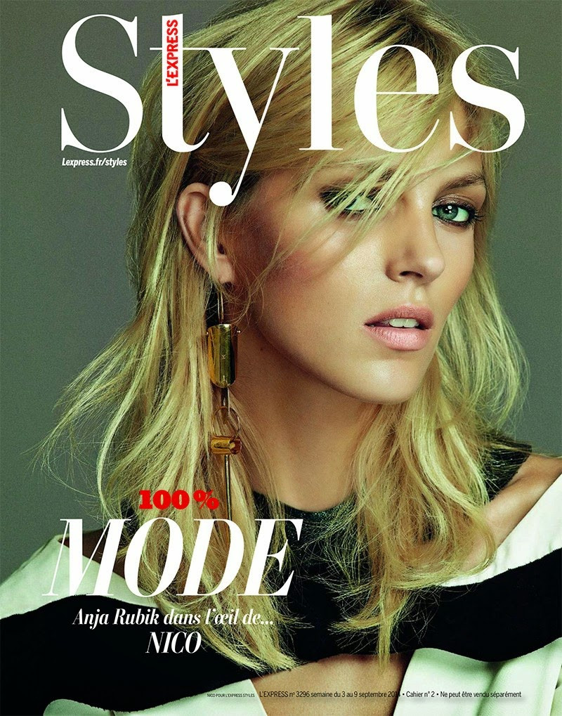 Anja Rubik featured on the L\'Express Styles cover from September 2014