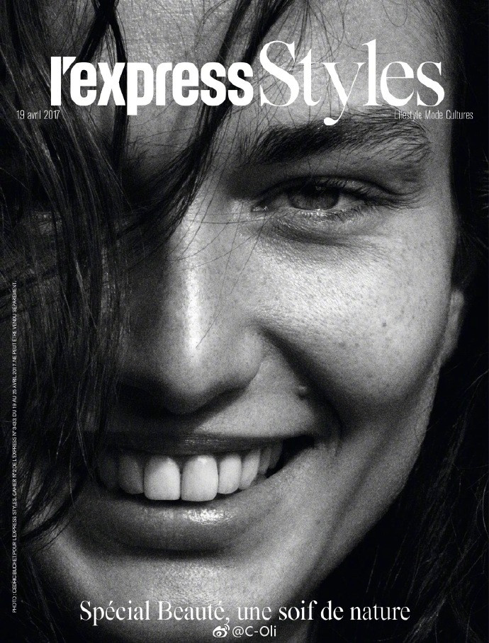 Andreea Diaconu featured on the L\'Express Styles cover from April 2017