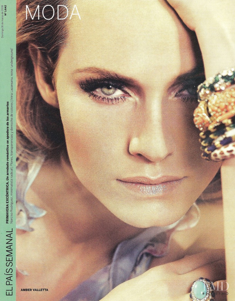 Amber Valletta featured on the El País Semanal cover from March 2008
