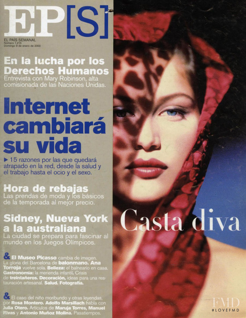Laetitia Casta featured on the El País Semanal cover from January 2000