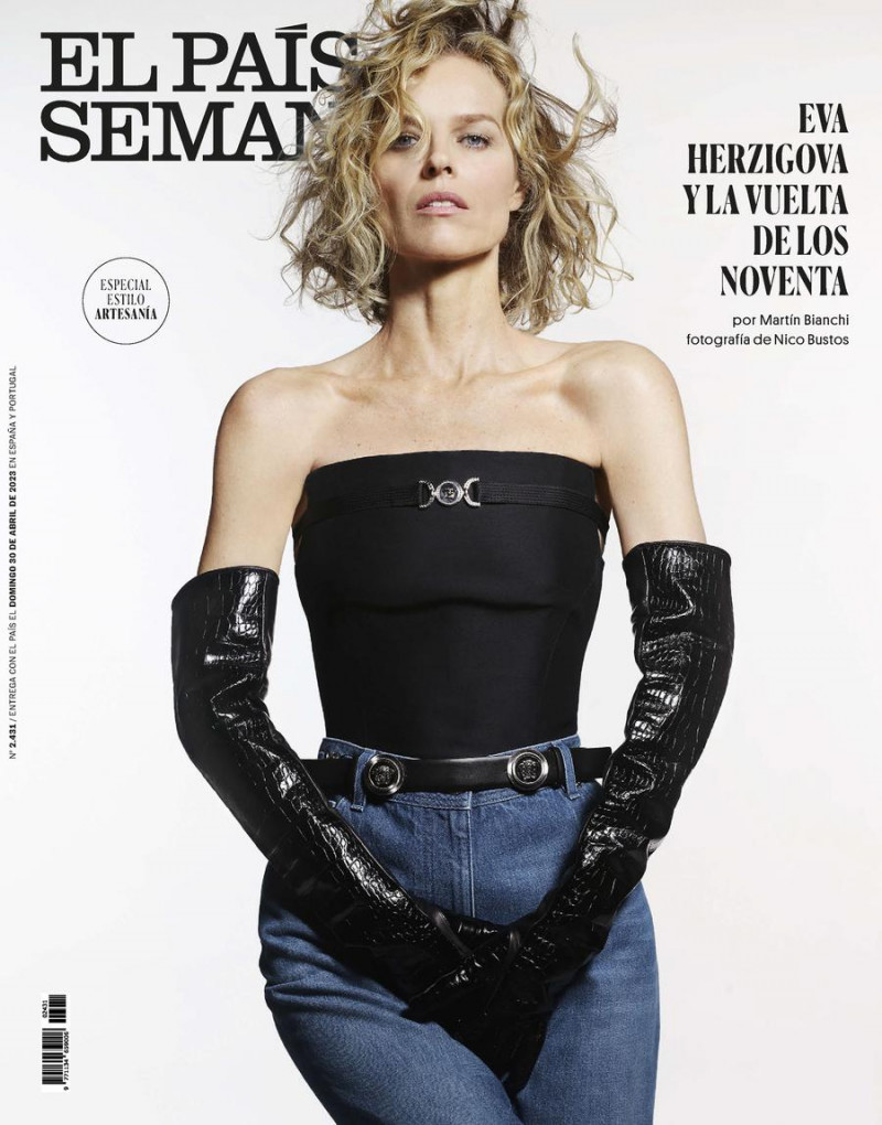 Eva Herzigova featured on the El País Semanal cover from April 2023