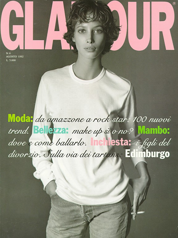 Christy Turlington featured on the Glamour Italy cover from August 1992