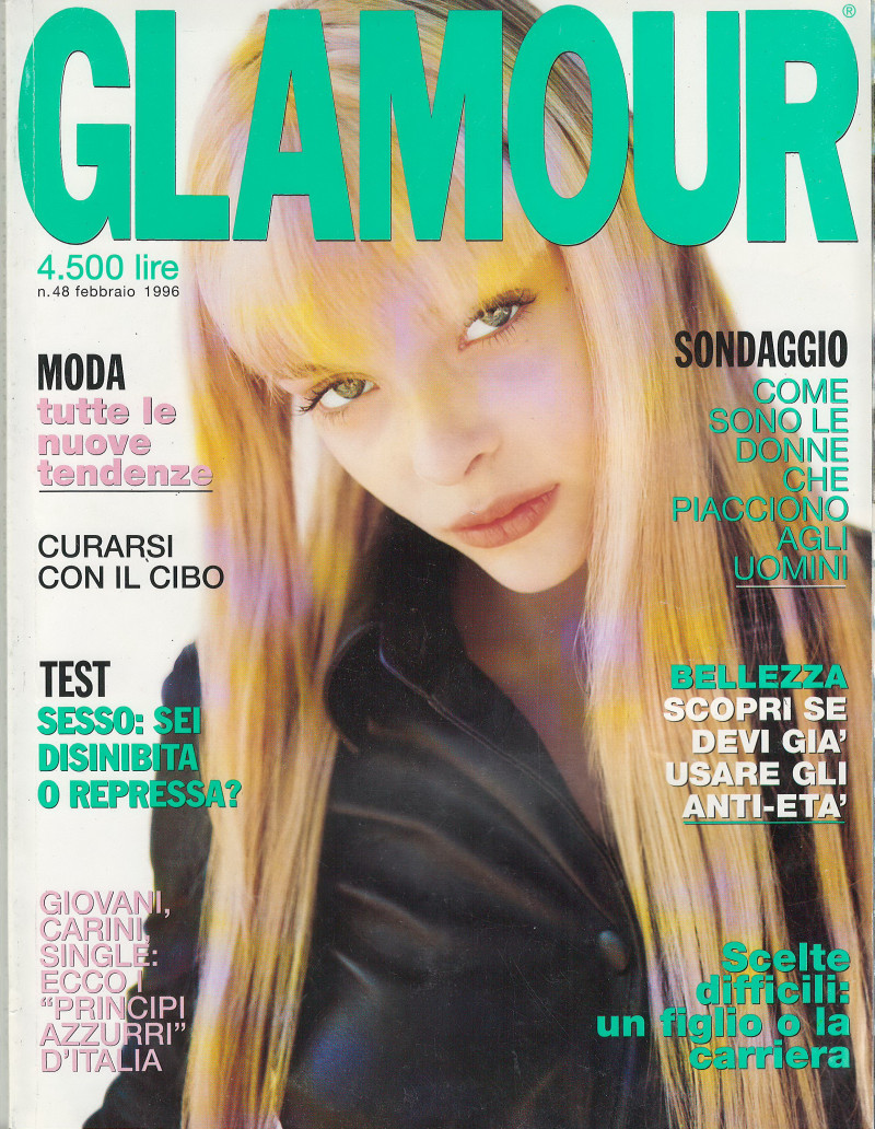 James Jaime King featured on the Glamour Italy cover from February 1996