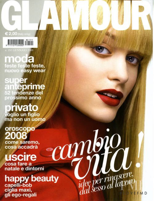 Emma Åhlund featured on the Glamour Italy cover from January 2008