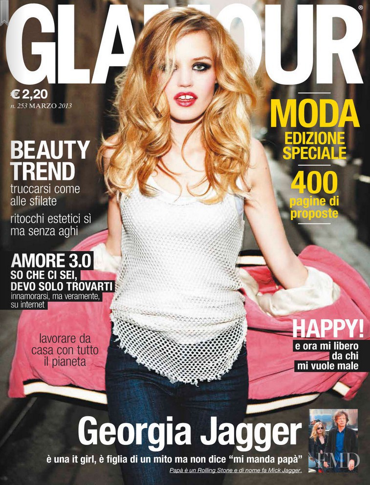 Georgia May Jagger featured on the Glamour Italy cover from March 2013