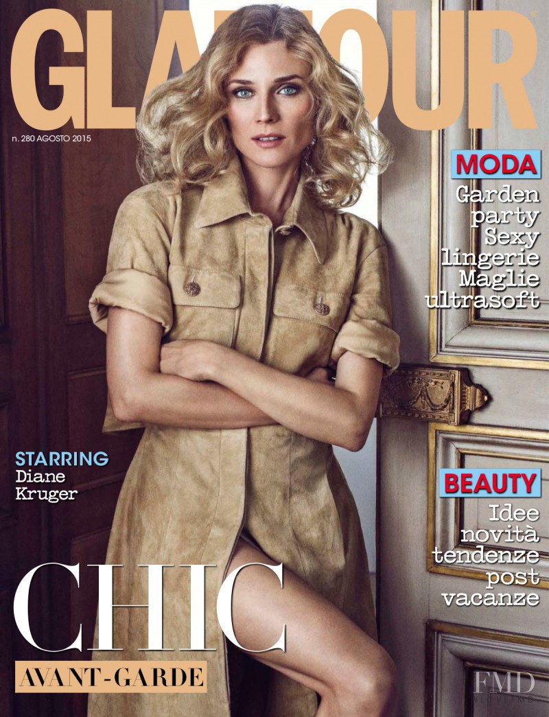 Diane Heidkruger featured on the Glamour Italy cover from August 2015