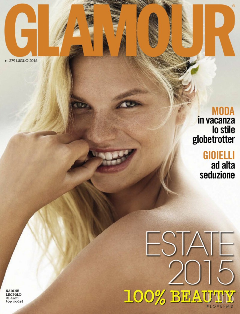 Nadine Leopold featured on the Glamour Italy cover from July 2015
