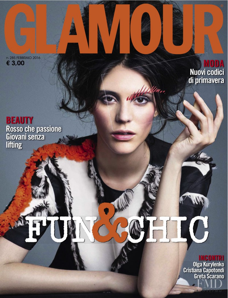 Carla Ciffoni featured on the Glamour Italy cover from February 2016