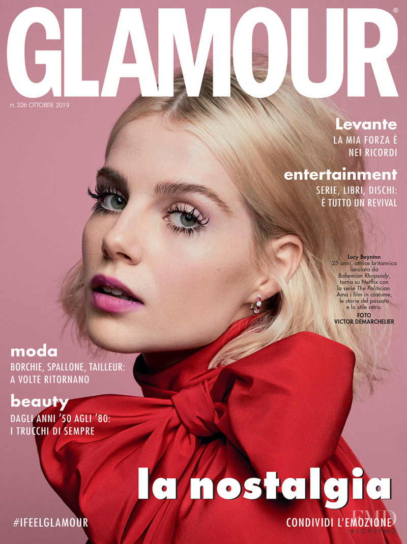 Lucy Boynton featured on the Glamour Italy cover from October 2019