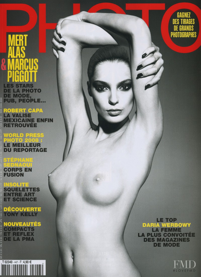 Daria Werbowy featured on the Photo France cover from March 2008