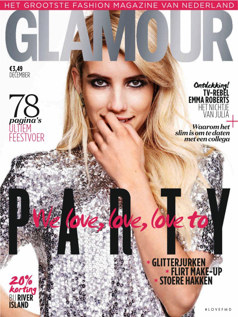 Emma Roberts featured on the Glamour Netherlands cover from December 2015