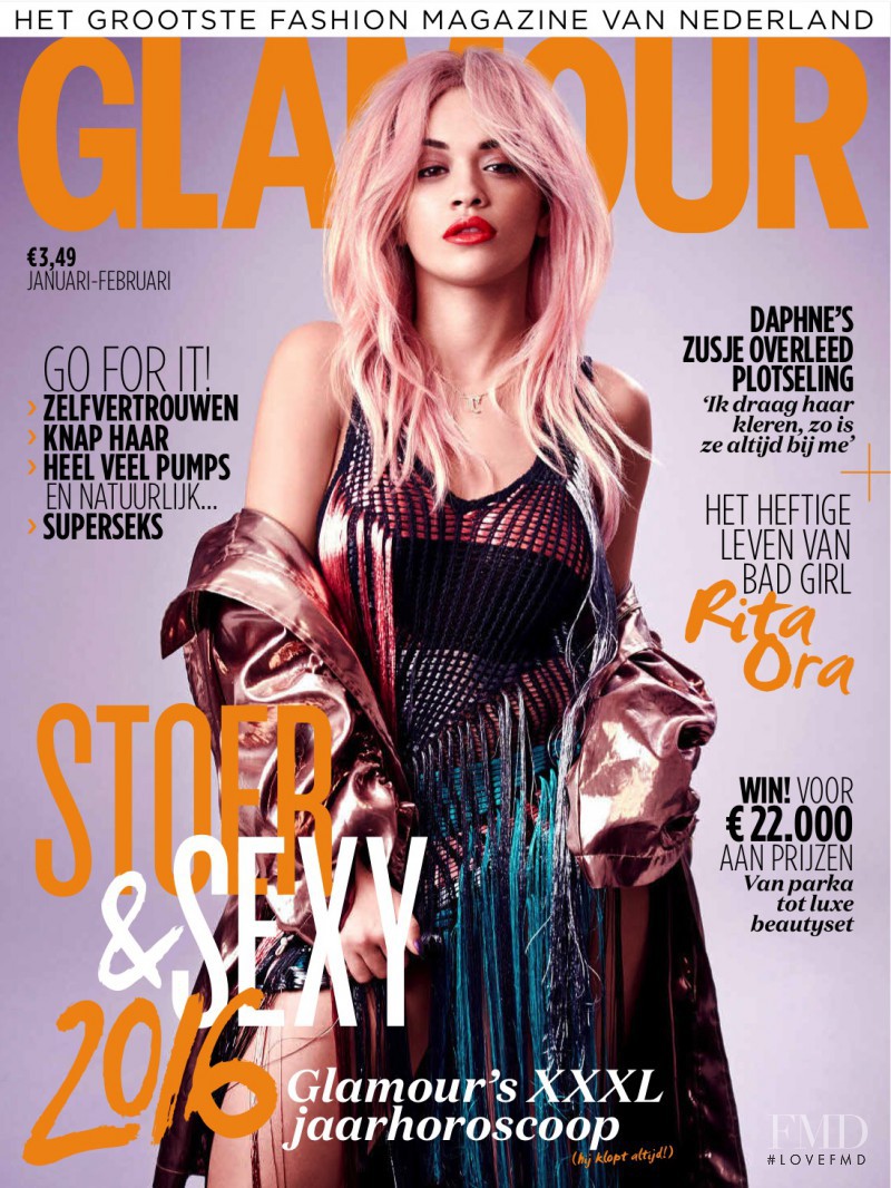 Rita Ora featured on the Glamour Netherlands cover from January 2016