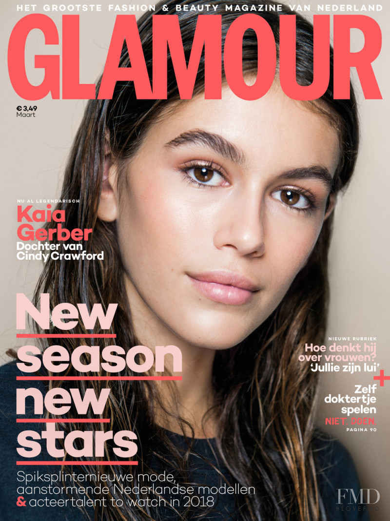 Kaia Gerber featured on the Glamour Netherlands cover from March 2018