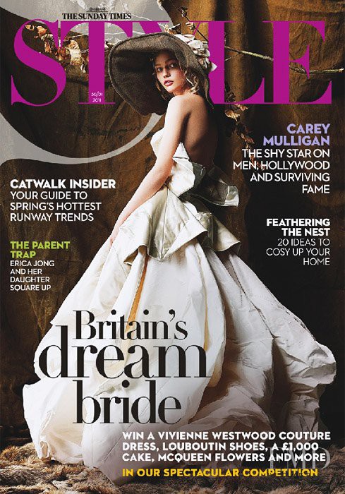 Sasha Pivovarova featured on the The Sunday Times Style cover from January 2011