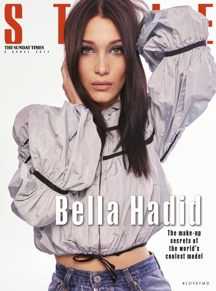Bella Hadid featured on the The Sunday Times Style cover from April 2017
