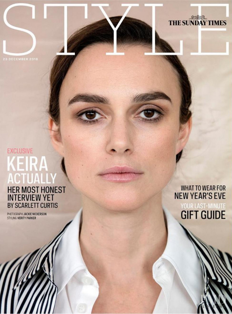 Keira Knightley featured on the The Sunday Times Style cover from December 2018