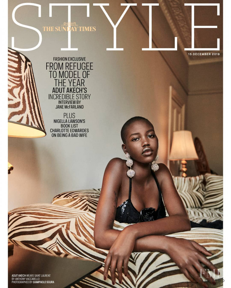 Adut Akech Bior featured on the The Sunday Times Style cover from December 2019