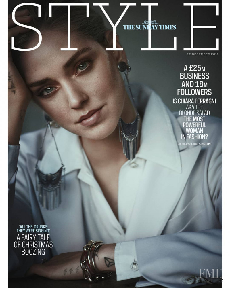 Chiara Ferragni  featured on the The Sunday Times Style cover from December 2019
