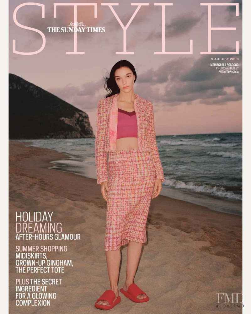 Mariacarla Boscono featured on the The Sunday Times Style cover from August 2020