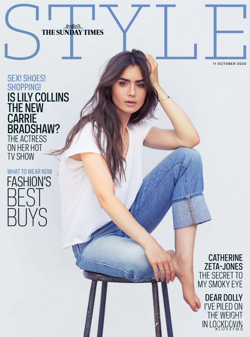 Lily Collins featured on the The Sunday Times Style cover from October 2020