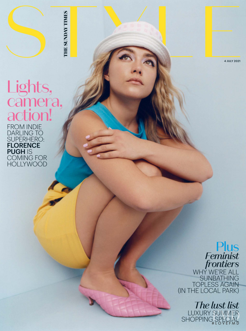 Florence Pugh featured on the The Sunday Times Style cover from July 2021