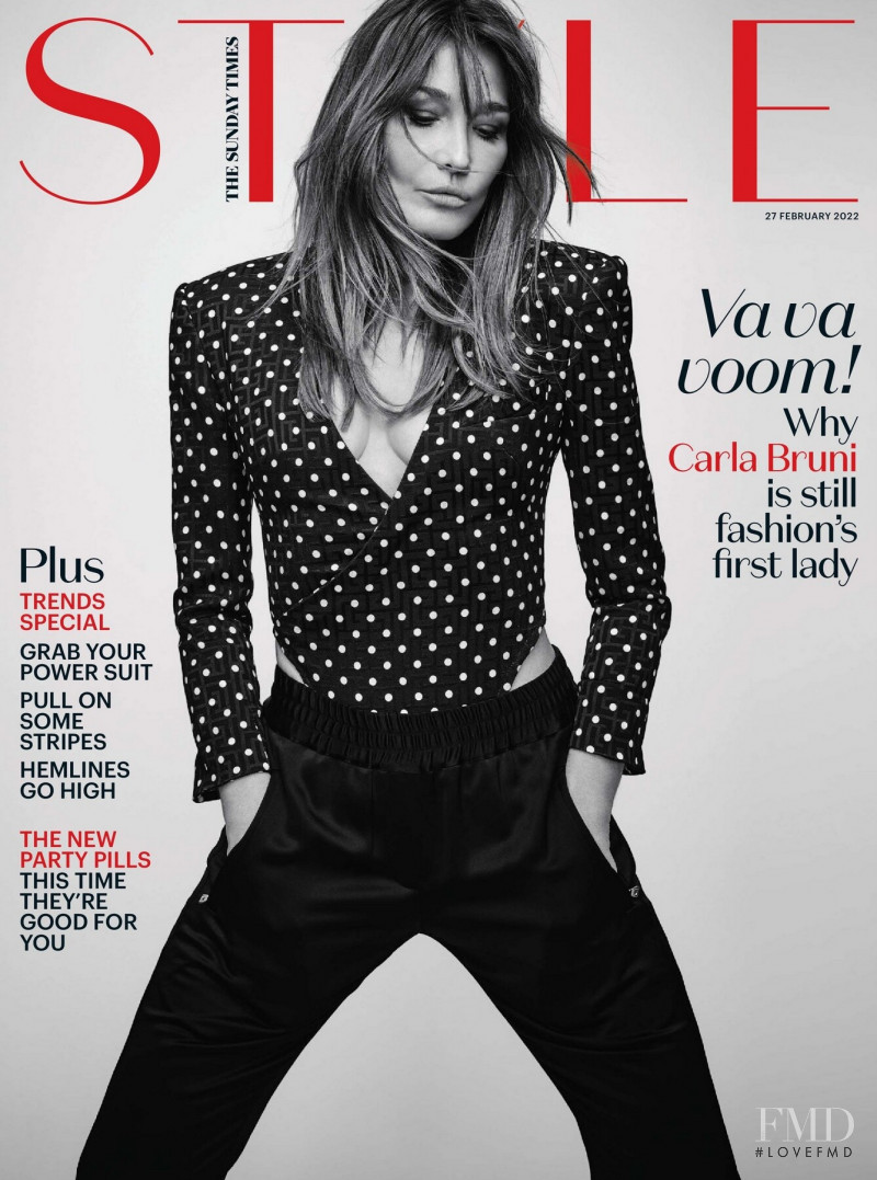 Carla Bruni featured on the The Sunday Times Style cover from February 2022
