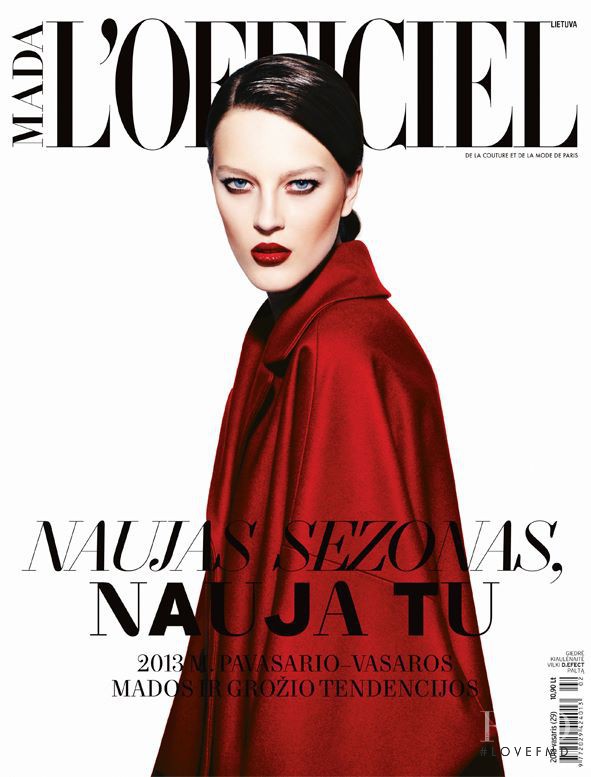 Giedre Kiaulenaite featured on the L\'Officiel Lithuania cover from February 2013