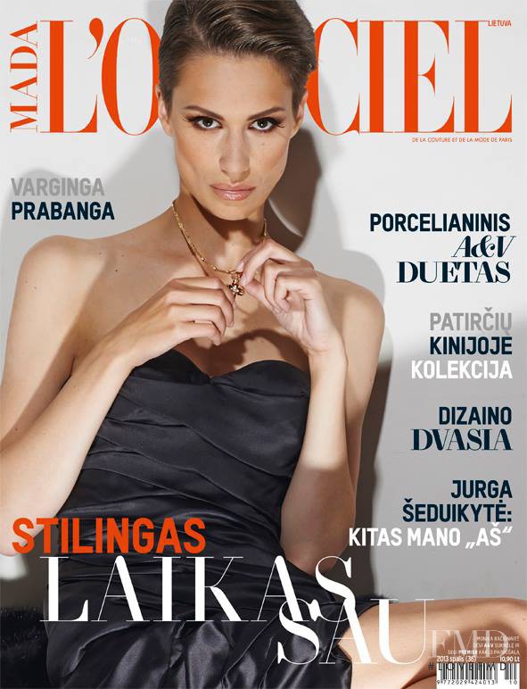 Monika Raciunaite featured on the L\'Officiel Lithuania cover from October 2013