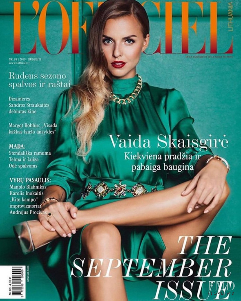 Vaida Skaisgire featured on the L\'Officiel Lithuania cover from September 2019