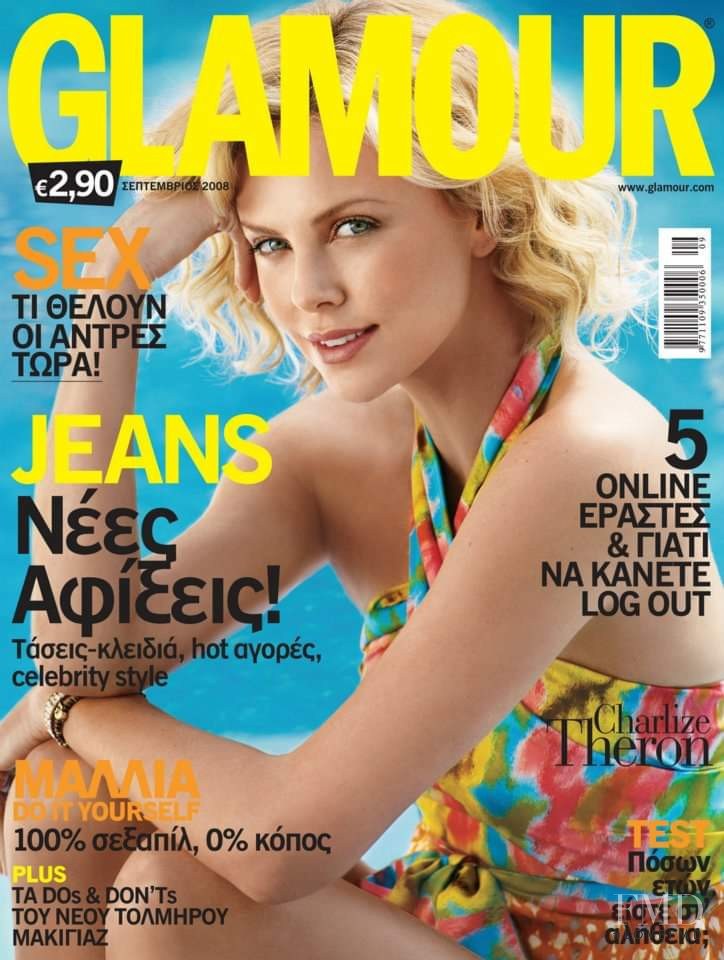 Charlize Theron featured on the Glamour Greece cover from September 2008