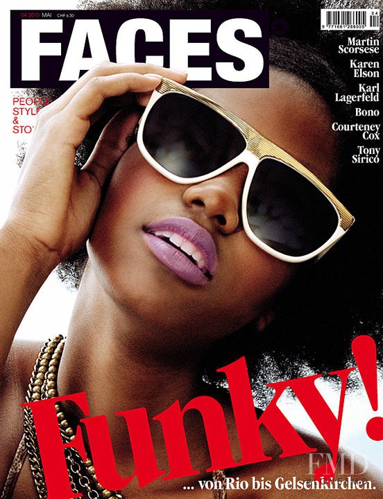 Moara Marinho featured on the FACES Magazine cover from May 2010