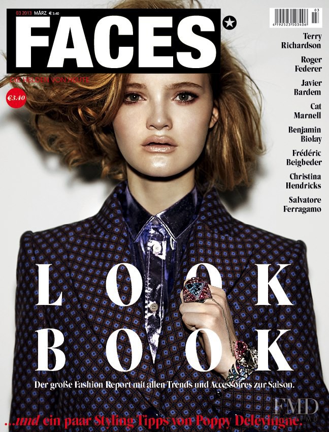Mia Gruenwald featured on the FACES Magazine cover from March 2013