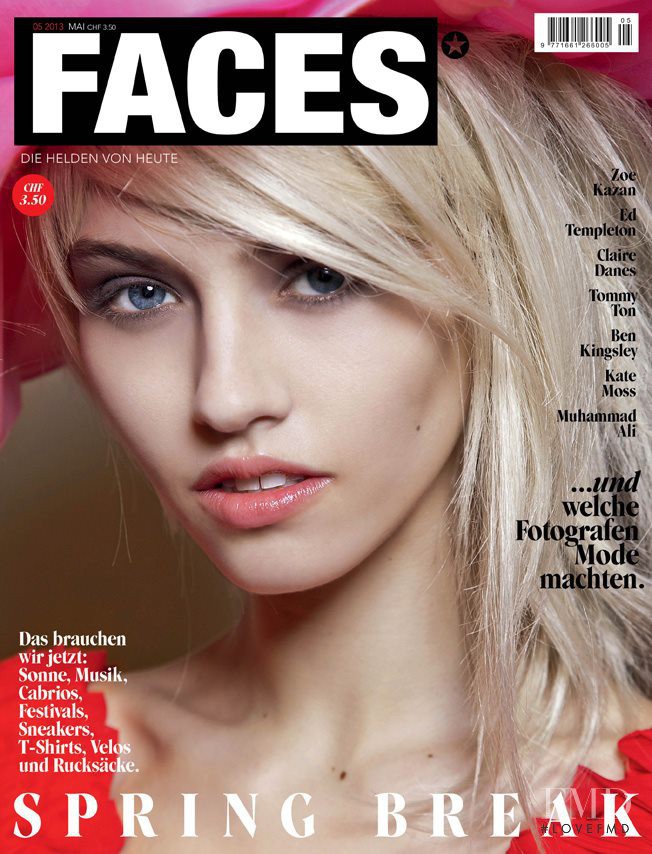 Charlotte Free featured on the FACES Magazine cover from May 2013