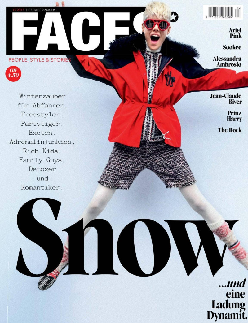 Taja Feistner featured on the FACES Magazine cover from December 2017
