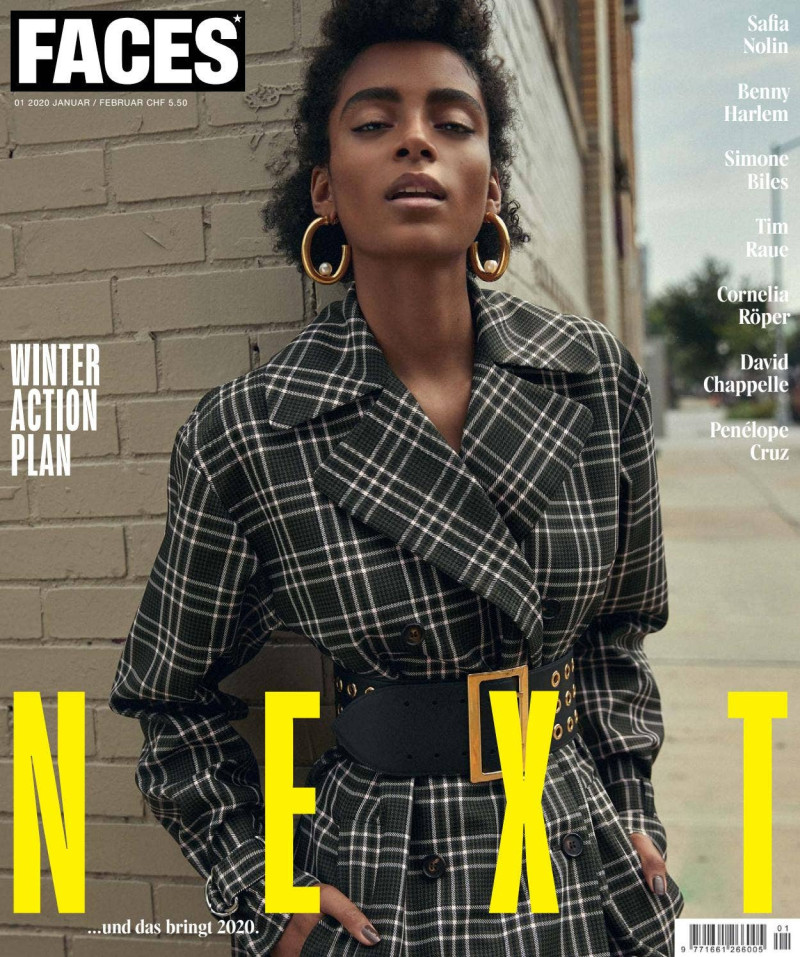 Alécia Morais featured on the FACES Magazine cover from January 2020