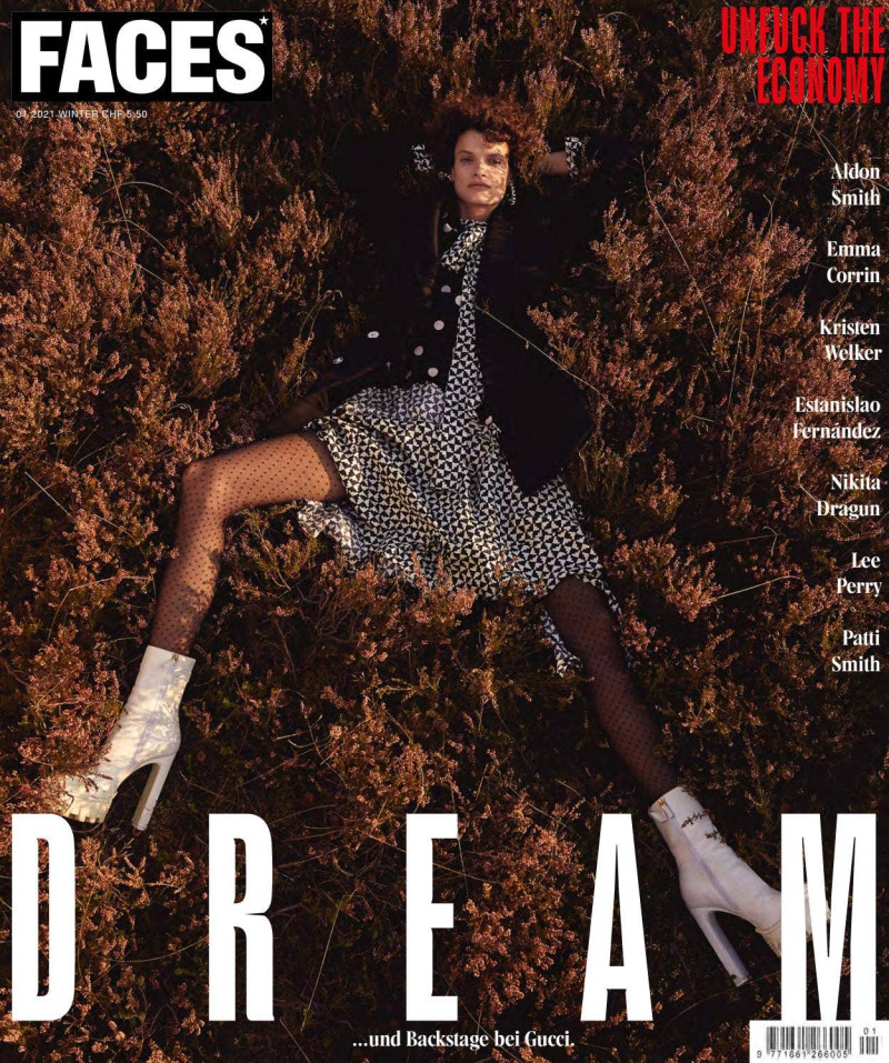 Paula Bertolini featured on the FACES Magazine cover from January 2021