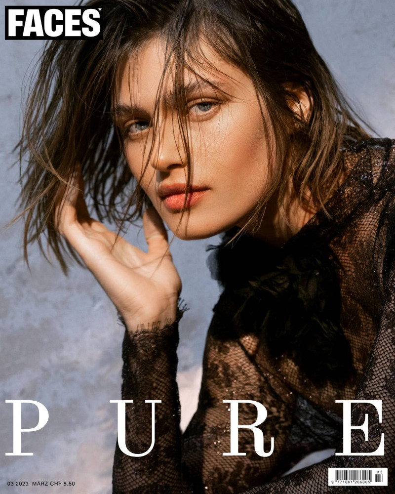 Nastya Zakharova featured on the FACES Magazine cover from March 2023