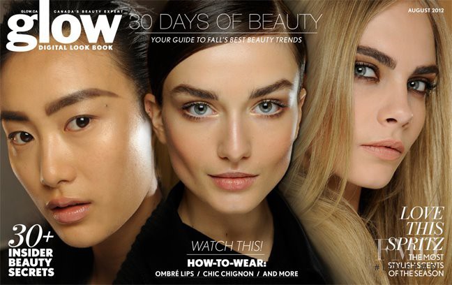 Andreea Diaconu, Shu Pei, Cara Delevingne featured on the Glow cover from August 2012