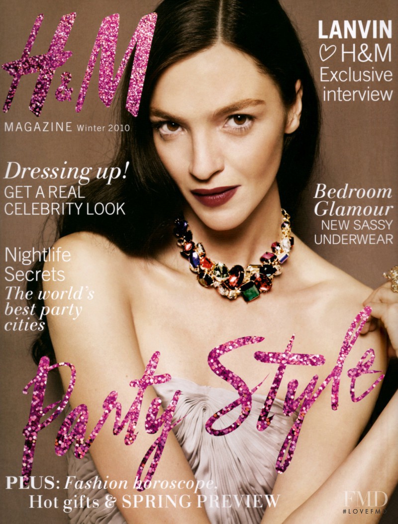 Mariacarla Boscono featured on the H&M Magazine cover from December 2010